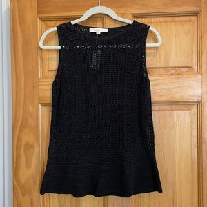 Ann Taylor LOFT Black Crocheted Tank